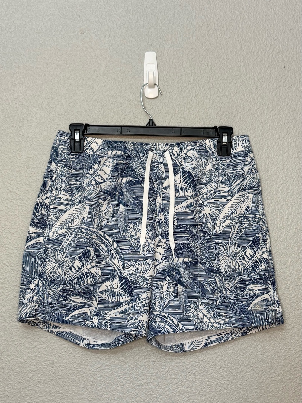 RHONE | Lined Swim Trunks | Blue Palms | Size Large